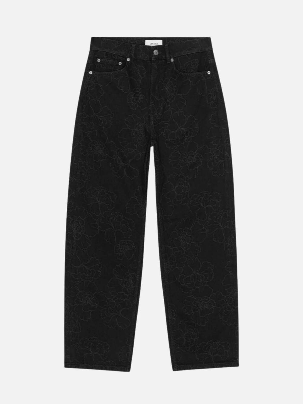 NEW LES DEUX roi aop straight leg denim jeans in black